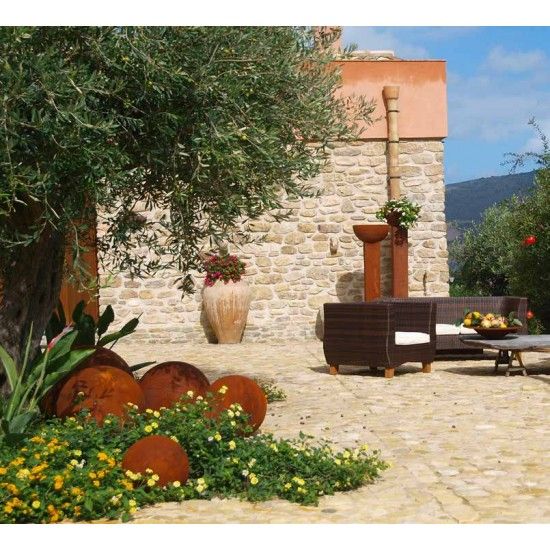 Sommer Kugel Edelrost 30 cm Durchmesser - Gartendeko Kugel modern 
geschlossene Edelrost Deko Kugel mit 30 cm Durchmesser
Mate