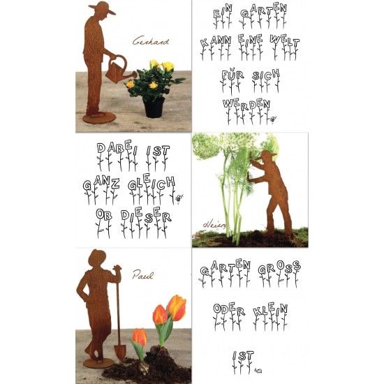 Gärtner Figur Gärtner „Gerhard“ mit Gießkanne, auf Platte 30cm 
auf Standplatte
Höhe 30 cm
