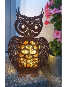 Deko Eulen Filigrane Deko Eule - 68 cm hoch - Beleuchtbar 
Höhe 68 cm
Breite 40 cm
Tiefe 27 cm
 2