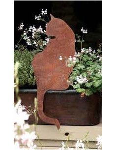 Edelrost Katze als Kantenhocker- rostige Katze Metallmichl 2