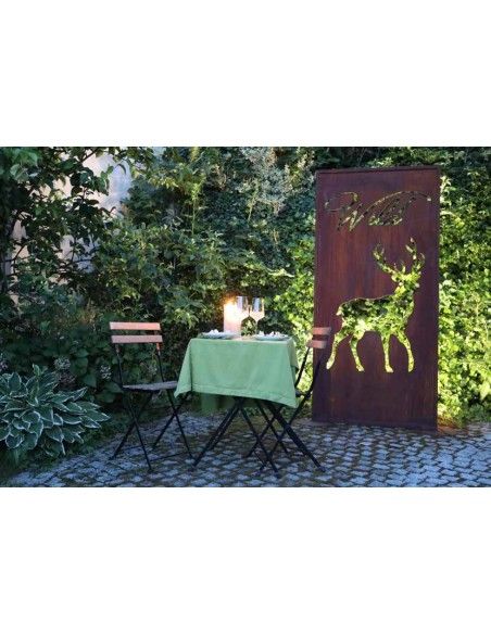 Sichtschutzwände und Paravents Sichtschutzwand mit gehendem Hirsch - Höhe 200 cm - Breite 100 cm 
Metall Sichtschutz Volleisen 