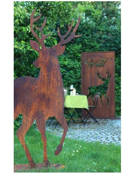 Sichtschutzwände und Paravents Sichtschutzwand mit gehendem Hirsch und Schriftzug  -Wild - Höhe 200 cm - Breite 100 cm 
Metall  Sichtschutzwände und Paravents Sichtschutzwand mit gehendem Hirsch und Schriftzug  -Wild - Höhe 200 cm - Breite 100 cm 
Metall