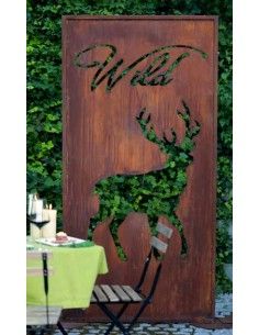 Paravent mit gehendem Hirsch und - Wild, Höhe 200 cm, Breite 100 cm 2