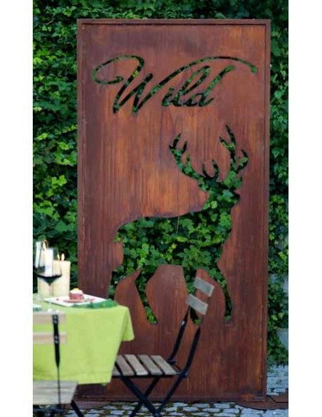 Sichtschutzwände und Paravents Sichtschutzwand mit gehendem Hirsch und Schriftzug  -Wild - Höhe 200 cm - Breite 100 cm 
Metall  Sichtschutzwände und Paravents Sichtschutzwand mit gehendem Hirsch und Schriftzug  -Wild - Höhe 200 cm - Breite 100 cm 
Metall