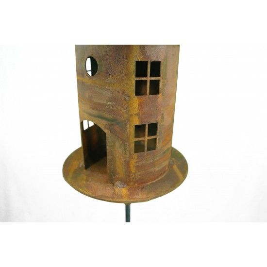 Vogelhäuser Vogelhaus rund Höhe 45 cm  - Vogelfutterhaus mit eckigen Fenstern Dieses Vogelfutterhaus aus Metall mit optionalem S