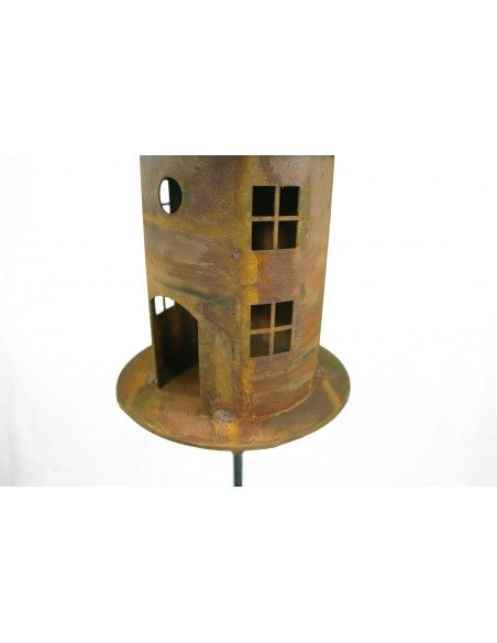 Vogelhäuser Vogelhaus rund Höhe 45 cm  - Vogelfutterhaus mit eckigen Fenstern Dieses Vogelfutterhaus aus Metall mit optionalem S