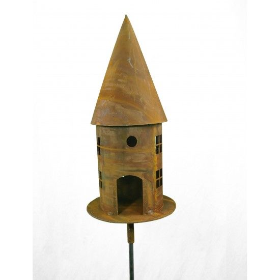Vogelhäuser Vogelhaus rund Höhe 45 cm  - Vogelfutterhaus mit eckigen Fenstern Dieses Vogelfutterhaus aus Metall mit optionalem S