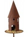 Vogelhaus rund Höhe 45 cm - Vogelfutterhaus mit eckigen Fenstern