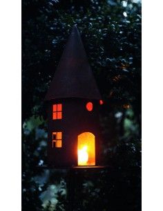 Vogelhäuser Vogelhaus rund Höhe 45 cm  - Vogelfutterhaus mit eckigen Fenstern Dieses Vogelfutterhaus aus Metall mit optionalem S 2