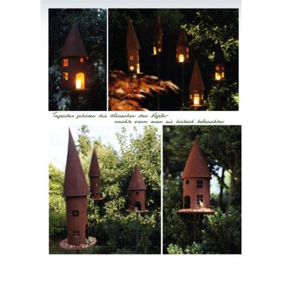 Vogelhäuser Vogelhaus rund Höhe 45 cm  - Vogelfutterhaus mit eckigen Fenstern Dieses Vogelfutterhaus aus Metall mit optionalem S