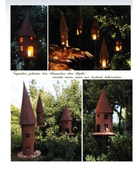 Vogelhäuser Vogelhaus rund Höhe 45 cm  - Vogelfutterhaus mit eckigen Fenstern Dieses Vogelfutterhaus aus Metall mit optionalem S