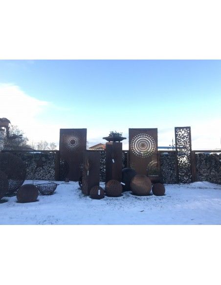 Sichtschutzwände und Paravents DOT Paravent 1 Sichtschutzwand mit Kreisen u. großen Punkten 200 cm hoch - moderner Sichtschutzza