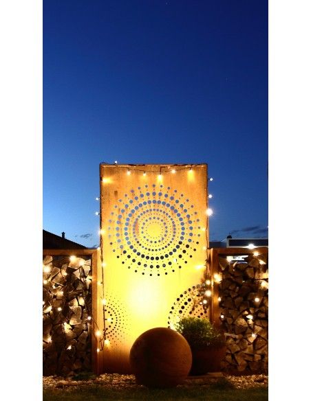 Sichtschutzwände und Paravents DOT Paravent 1 Sichtschutzwand mit Kreisen u. großen Punkten 200 cm hoch - moderner Sichtschutzza