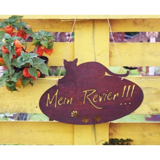 Deko Katzen und Mäuse Katzenschild - Mein Revier - oval, zum Hängen , Höhe 40 cm Höhe 26 cm
Breite 40 cm
Ovale Form
