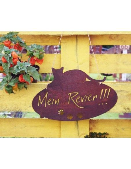 Deko Katzen und Mäuse Katzenschild - Mein Revier - oval, zum Hängen , Höhe 40 cm Höhe 26 cm
Breite 40 cm
Ovale Form
