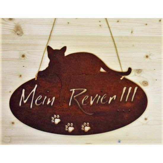 Deko Katzen und Mäuse Katzenschild - Mein Revier - oval, zum Hängen , Höhe 40 cm Höhe 26 cm
Breite 40 cm
Ovale Form
