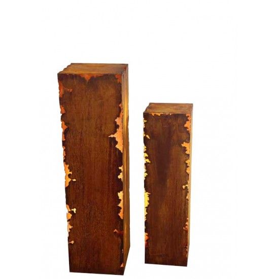 20 x 20 cm Edelrost Säule 'Gravina'  mit Rissen an den Kanten, eckig, Höhe 100 cm - für tolle Gartenideen Die Edelrost Rostsäule