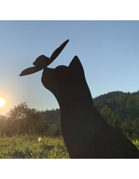 Deko Katzen und Mäuse Deko Katze mit Schmetterling auf der Nase - Höhe 42 cm Diese schöne Katzendeko für den Garten ist eine ein