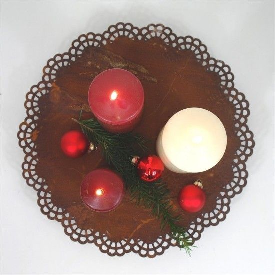 ausgefallene Tischdekoration  Kerzen Untersetzer Ø ca.30 cm Spitzendeckchen als Tablett Spitzendecke als Kerzenuntersetzer auf 3