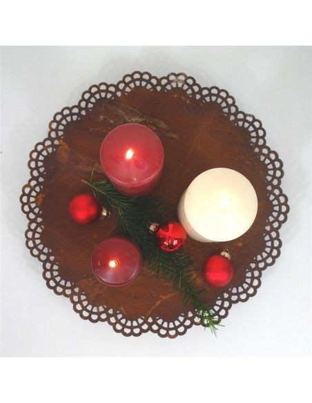 ausgefallene Tischdekoration  Kerzen Untersetzer Ø ca.30 cm Spitzendeckchen als Tablett Spitzendecke als Kerzenuntersetzer auf 3