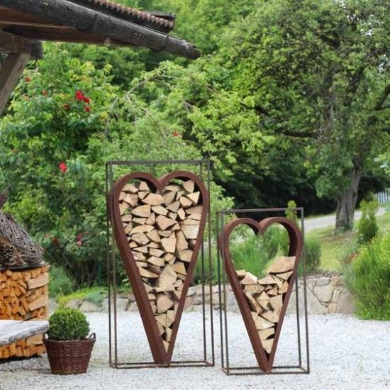 Start Holzstapler - Cuore - Herz im Rahmen aus 15 mm aus Vierkantstahl, Höhe 120 cm, Breite 60 cm, Tiefe 34 cm 
Holzstapler - C