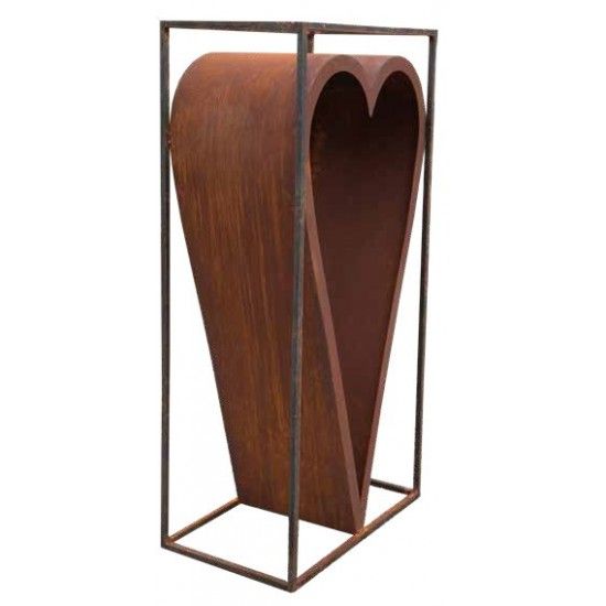 Start Holzstapler - Cuore - Herz im Rahmen aus 15 mm aus Vierkantstahl, Höhe 120 cm, Breite 60 cm, Tiefe 34 cm 
Holzstapler - C