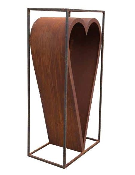 Start Holzstapler - Cuore - Herz im Rahmen aus 15 mm aus Vierkantstahl, Höhe 120 cm, Breite 60 cm, Tiefe 34 cm 
Holzstapler - C