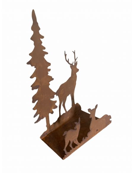 Tierische Weihnachtsdeko Teelichthalter mit Wildfamlie - Höhe 25 cm, Breite 20 cm Hirsch Reh und Kitz 
rustikaler Teelichthalte