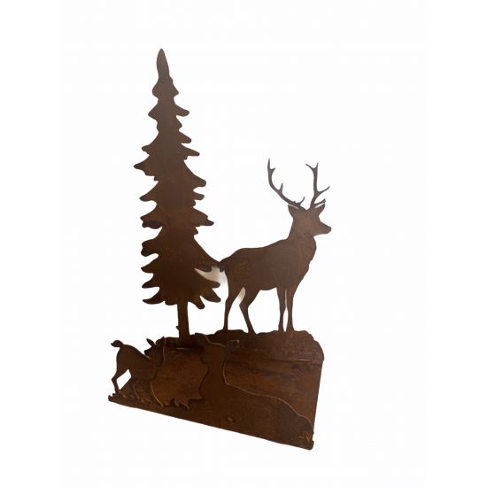 Tierische Weihnachtsdeko Teelichthalter mit Wildfamlie - Höhe 25 cm, Breite 20 cm Hirsch Reh und Kitz 
rustikaler Teelichthalte