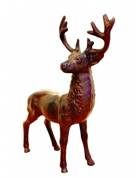 rostige Deko Hirsche und Rehe Deko Hirsch aus Gusseisen - stehend - 24,5 cm hoch 
Dieser aus Gusseisen hergestellte Metall Hirs
