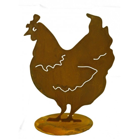 Osterdeko Henne für den Garten aus metall mit Rost Patina