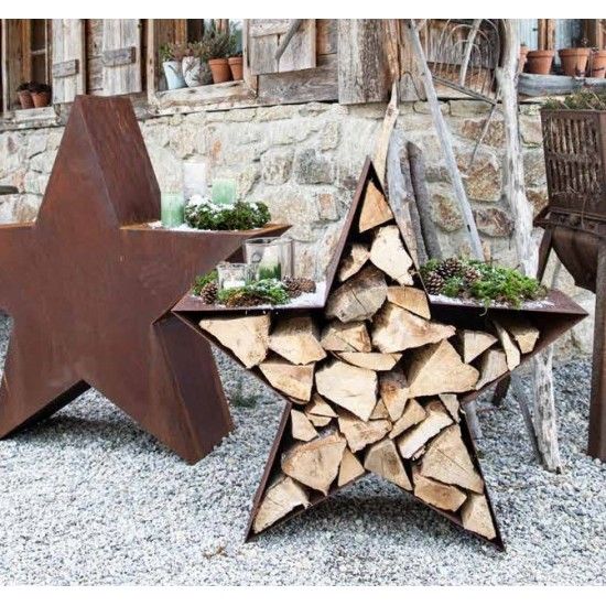 Sterne - Weihnachtstern Deko Großer Stern als Holzstapler - Höhe 95 cm - Breite 100 cm 
Großer Stern zum Stellen - auf einer Se
