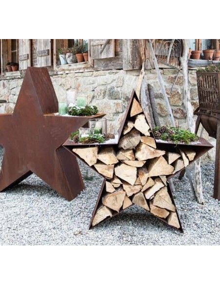 Sterne - Weihnachtstern Deko Großer Stern als Holzstapler - Höhe 95 cm - Breite 100 cm 
Großer Stern zum Stellen - auf einer Se