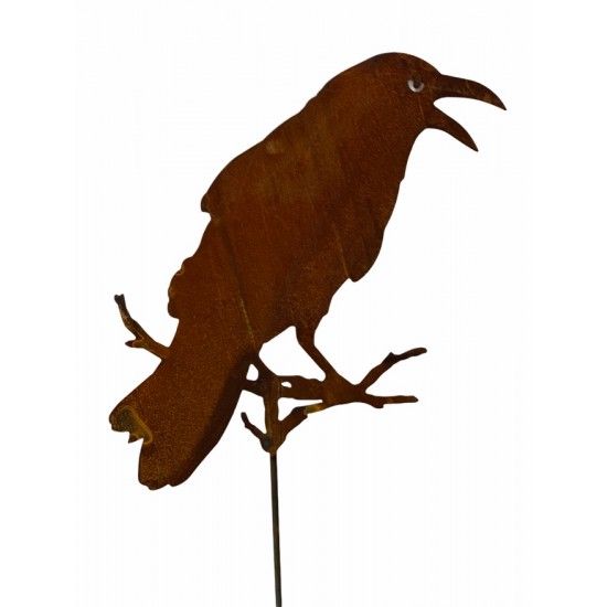 Vogel Deko Gartenstecker Rabe auf Ast sitzend - 48 cm zzgl. Stab 120 cm Dieser Rabe sorgt für ruhige Gärten. Der lebensecht wirk