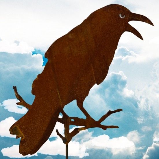 Vogel Deko Gartenstecker Rabe auf Ast sitzend - 48 cm zzgl. Stab 120 cm Dieser Rabe sorgt für ruhige Gärten. Der lebensecht wirk