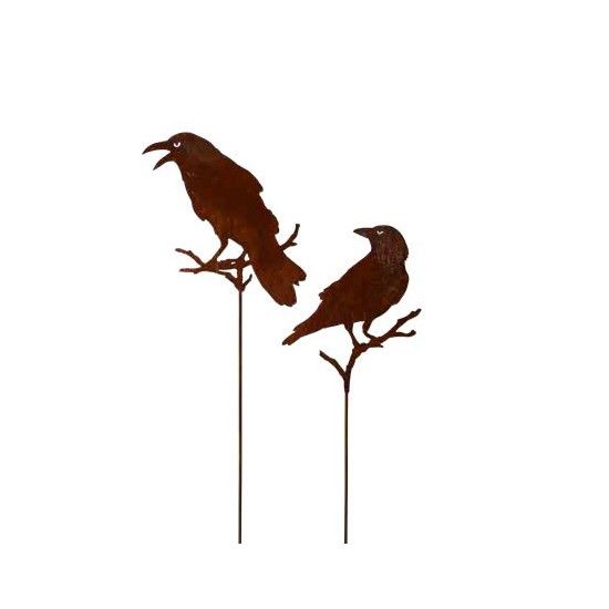 Vogel Deko Gartenstecker Rabe auf Ast sitzend - 48 cm zzgl. Stab 120 cm Dieser Rabe sorgt für ruhige Gärten. Der lebensecht wirk