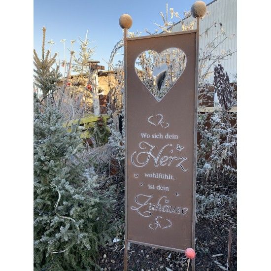 Sichtschutzwände und Paravents XXL Gartenstecker - Sichtschutz - Herz Zuhause - Höhe 205 cm - Wo sich dein Herz wohlfühlt ist de