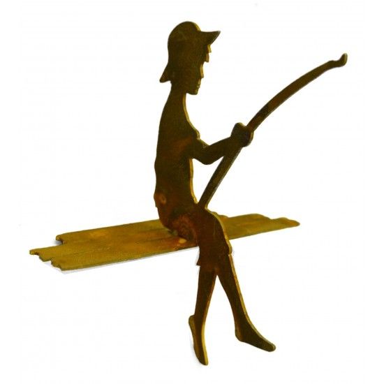 Gartenteich Mini Angler - Finn - 15 cm auf Steg sitzend als Kantenhocker - Rost Angler Gesamthöhe 15 cm,
Tiefe 15 cm
Kleiner A