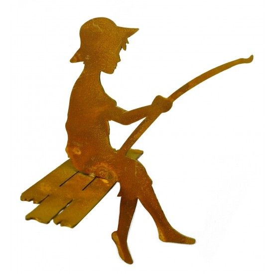 Gartenteich Mini Angler - Finn - 15 cm auf Steg sitzend als Kantenhocker - Rost Angler Gesamthöhe 15 cm,
Tiefe 15 cm
Kleiner A