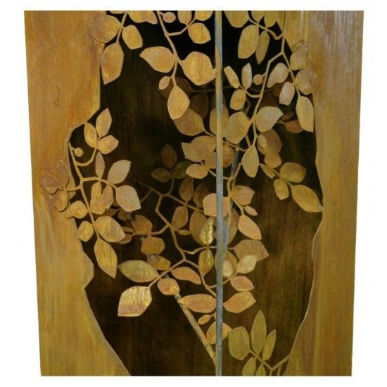 Rechteckige Säulen Rostsäule mit Blätterranken innen - 120 cm hoch, 35 x 35 cm 
aufwändig gearbeitete Säule aus rostigem Metall