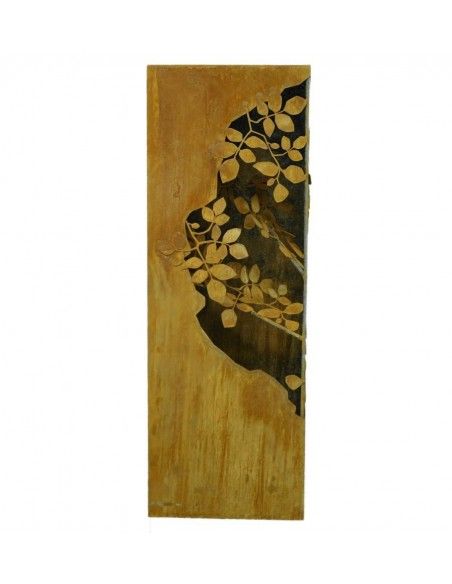 Rechteckige Säulen Rostsäule mit Blätterranken innen - 120 cm hoch, 35 x 35 cm 
aufwändig gearbeitete Säule aus rostigem Metall