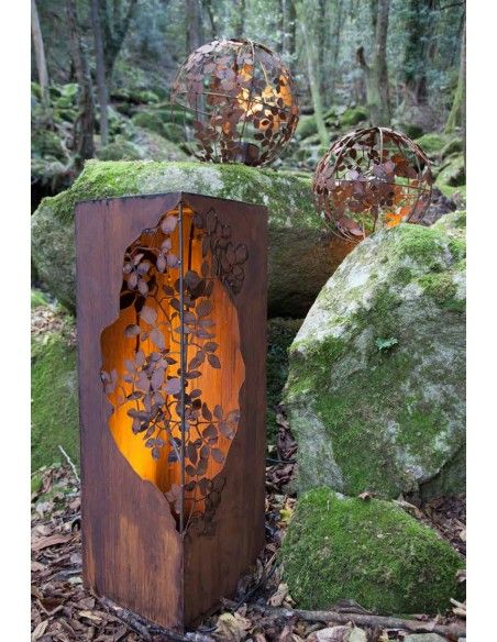 40 cm Kugeln Rost Gartenkugel mit Blättern -  außen + innen - Ø 40 cm Ø 40 cm
aufwändig gearbeitete Dekokugel aus rostigem Meta