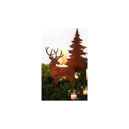 rostige Deko Hirsche und Rehe Hirschfamilie zum Stellen auf Stange, Länge 47 cm 
Höhe 25 cm
Länge 47 cm