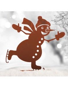 Schneemann Deko Deko Schneemann auf Schlittschuhen - Metall - Höhe 22 cm Edelrost Schneemann auf Schlittschuhen
Auf dem Eis ist 2
