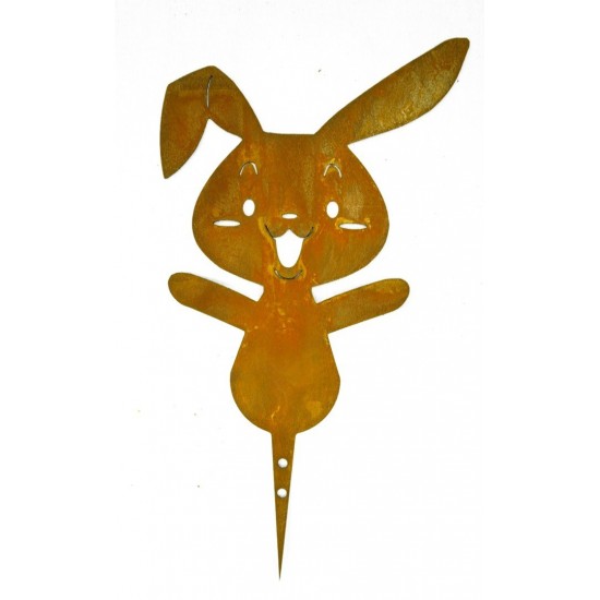 Gartendeko Rost Metallsatz Rost Hase zum Festschrauben in Holz Edelrost 