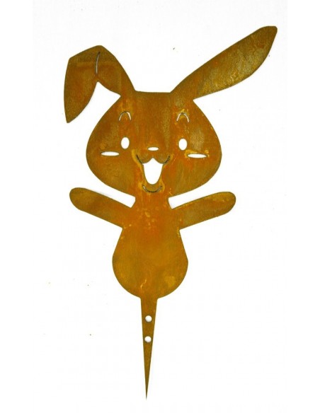 Gartendeko Rost Metallsatz Rost Hase zum Festschrauben in Holz Edelrost 