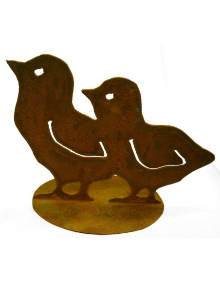 Edelrost Küken 2er Gruppe stehend, Höhe 16 cm