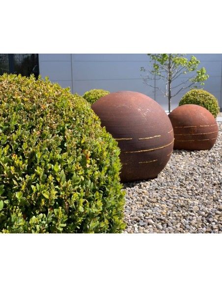 40 cm Kugeln Edelrost Kugel mit unregelmäßigen Goldstreifen - Durchmesser 40 cm Edelrost Kugel mit unregelmäßigen Goldstreifen
