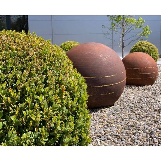 30 cm Kugeln Edelrost Kugel mit unregelmäßigen Goldstreifen - Durchmesser 30 cm Edelrost Kugel mit unregelmäßigen Goldstreifen