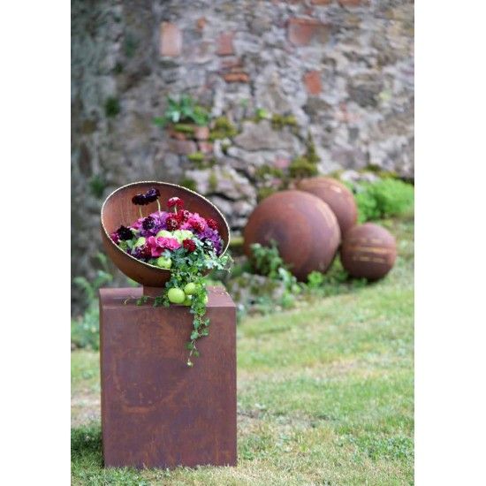 50 cm Dekokugeln in Rost Optik Edelrost Kugel mit unregelmäßigen Goldstreifen - Durchmesser 50 cm Edelrost Kugel mit unregelmäßi